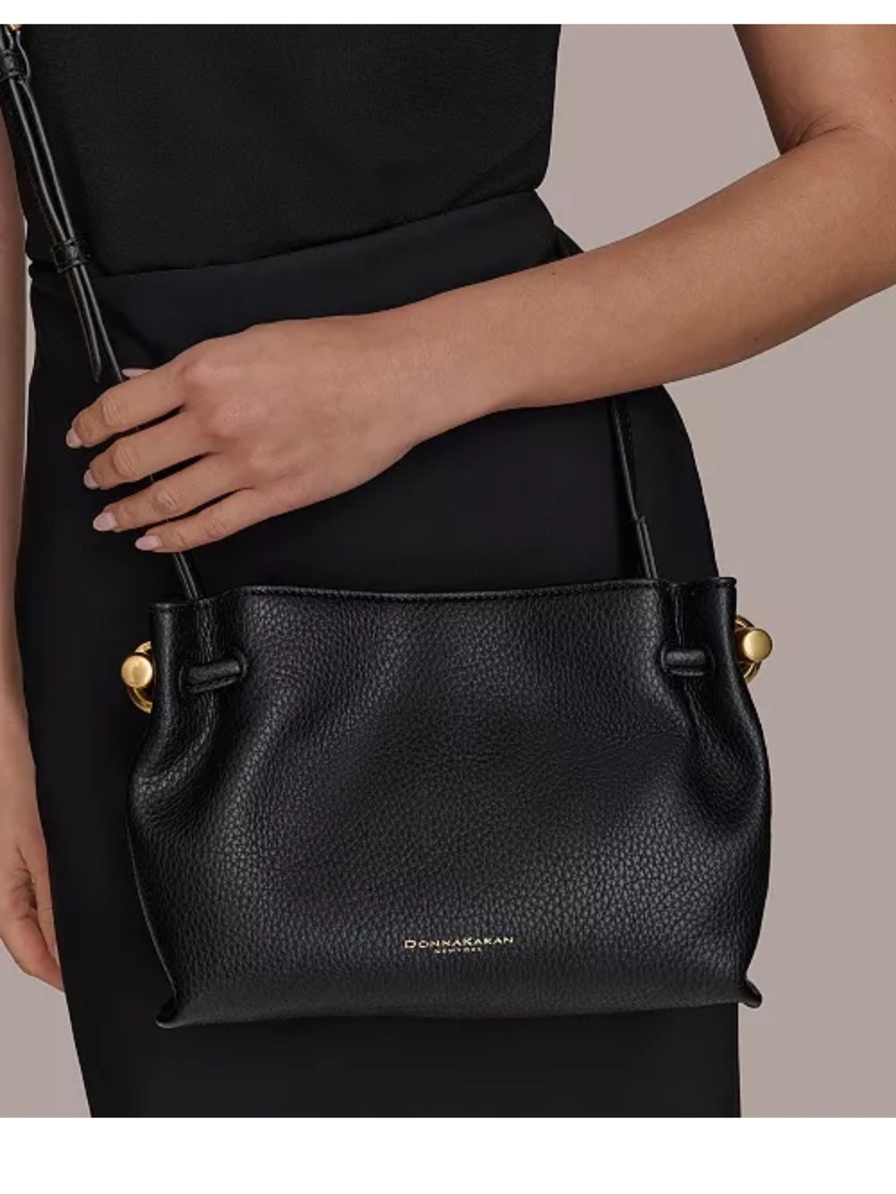Donna Karan Black Pebbled Leather Crossbody Bag